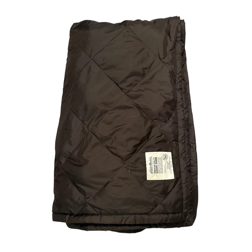 Eddie Bauer Premium Goose Down Throw Blanket Brown Sherpa 52x60 Outdoor Quality